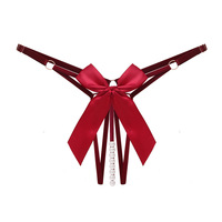 2023 Sexy String en dentelle blanche perlée à nœud, taille basse, motif papillon, pour femmes matures