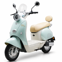 Scooter Urbain Classique Rétro Vintage avec Dossier et Pare-brise, Cyclomoteur Électrique 1000W, Moto Électrique pour Fille