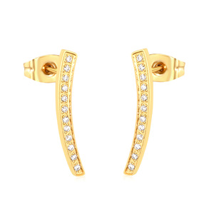 Geometric <b>Stud</b> <b>Earrings</b> Gold Plated Diamond Channel Setting Everyday Wear Women's Fashion Jewelry - Product Image 5