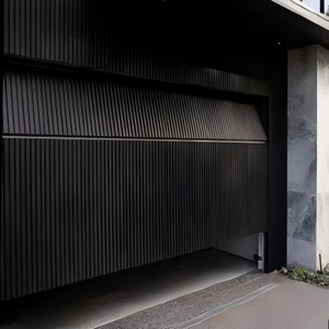 Portes de garage modernes ATMOS, tailles personnalisées 9x8 9x7 10x10, grille en aluminium noir, <span class=keywords><strong>porte</strong></span> d'entrée encastrée, surface finie pour villas - Product Image 1