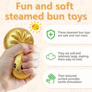 TPR Squeeze Glitter <b>Squishy</b> Dumpling Toy Rainbow Mystery Most Popular Shimmer Dumpling Stress Relief Fidget Toy with Steamer Box - Product Image 5
