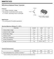 MMBTSC1623 Y G L SOT-23 Transistor Bipolaire NPN HFE 135-600 300mW -55°C à +150°C 50V 100% Original et Traçable Code de Lot