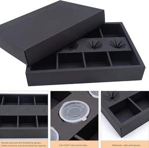 Bandeja dividida para servir, cartón negro, 12,5x9x2 pulgadas, portavasos para salsa, caja de charcutería, caja de postres a prueba de aceite, contenedores para llevar en fiestas - Product Image 2