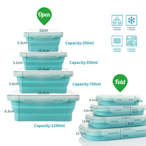 Custom Thermal Foldable Silicone Lunch Box 4 Set Kids Bento Camping Leak Resistant Dishwasher Safe Printing - Product Image 3