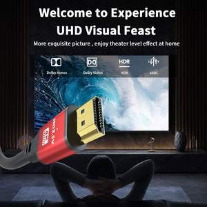 Câble HDMI FJGEAR version 2.1, prend en charge 4K 144Hz 120Hz, taux de rafraîchissement élevé pour PC, moniteur de jeu, rouge, câble HDMI de haute qualité - Product Image 1