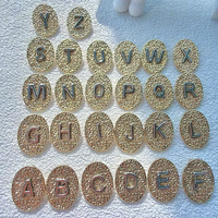 CH-LAP2209 Pendentif ovale tendance lettre A à Z, breloques alphabet plaqué or et argent, composant de bijoux DIY personnalisé, vente en gros