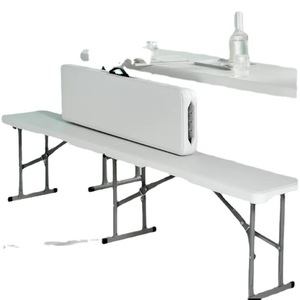 Darbe kalıplı <span class=keywords><strong>Metal</strong></span> katlanabilir konferans masası basit tasarım kapalı/açık kullanım katlanır tabure uzun mekan sergi tezgah için - Product Image 1