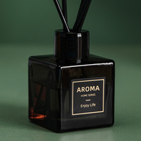 Diffuseur de parfum en verre carré gris de 50 ml, sans flamme, aromathérapie, huile essentielle, parfum, chambre à coucher, salon