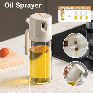 Bouteille pulvérisateur d'huile en verre 550 ml 2-en-1, verseur et pulvérisateur, pour fitness, perte de poids, camping, barbecue, vinaigre, sauces, ustensiles de cuisine - Product Image 3