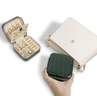 Boîte de rangement pour bijoux en cuir artificiel de crocodile de luxe Peike, prête à être expédiée, avec miroir, design personnalisable, couleur personnalisable, luxe