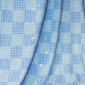 F002 Thời Trang Phong Cách Hình Chữ Nhật rô Hot-Fix Rhinestone Lưới Vải Cho Ăn Mặc Đàn Hồi Pha Lê May Quần Áo - Product Image 5