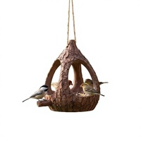 Mangeoire à oiseaux en plastique en forme de souche d'arbre, aspect naturel, suspendue, faite à la main, résistante aux intempéries, station d'alimentation pour oiseaux sauvages