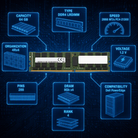 Module de mémoire serveur DDR4 LRDIMM 2666 Quad Rank 4Rx4 64 Go ECC à charge réduite pour centre de données, testé