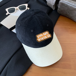 หมวกเบสบอล6แผงแบบผ้าลูกฟูกสีไม่ผ่านการเย็บปักโลโก้ตามสั่ง - Product Image 3