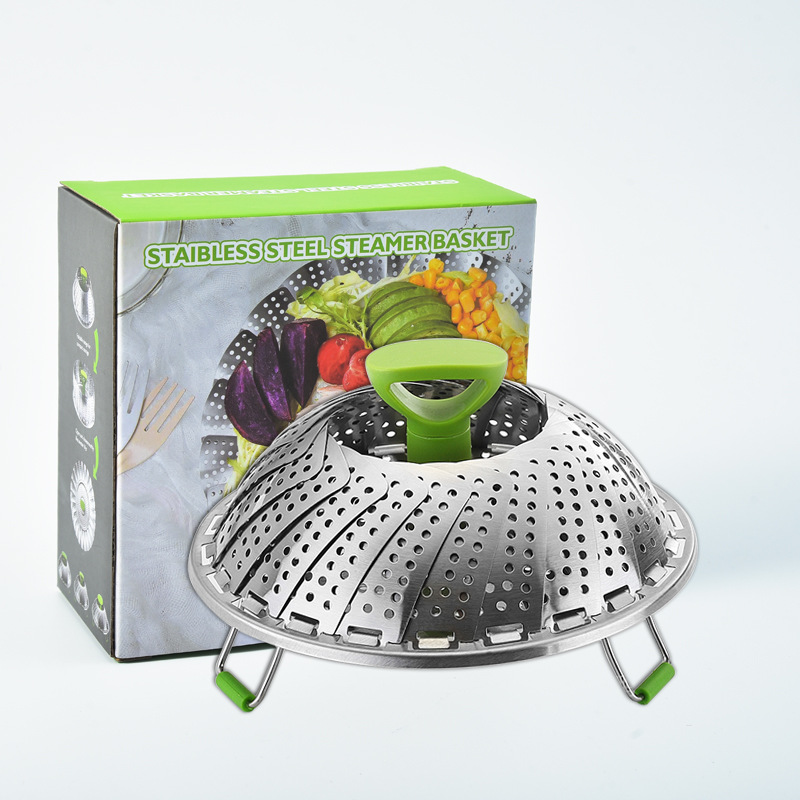Горячая Распродажа, кухонные принадлежности, пароварка из нержавеющей стали, дренажная корзина, многофункциональная телескопическая складная пароварка