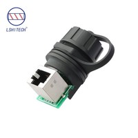 Lshitech 8P8C RJ45 Connecteur femelle à angle droit en cuivre plaqué or IP68 étanche pour communication de données industrielle haute vitesse Ethernet