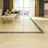 Carreaux de sol en porcelaine polie 800x800mm, finition polycristalline jaune et blanc, carreaux d'intérieur durables, style moderne minimaliste