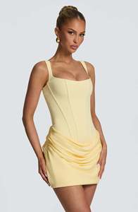 Nouvelle jupe <span class=keywords><strong>courte</strong></span> plissée 3D pour femme 2026, col <span class=keywords><strong>carré</strong></span>, sans manches, taille haute, ajustée, avec bretelles et design de hanches plissées pour un look élégant - Product Image 2