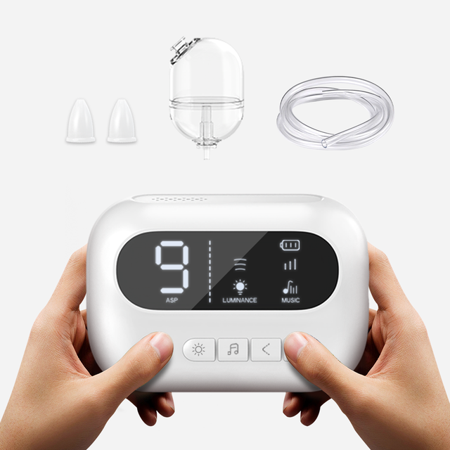 9-Adjustable Electric Nasal Aspirator with Music & LED Lights Rechargeable Baby Nose Cleaner Safety Certified BPA-Free Silicone