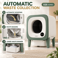 Bac à litière automatique pour chat X25, toilette pour chat autonettoyante et fermée avec ramassage automatique des déchets, ensachage et tiroir inférieur pour les déchets