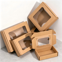 Boîte en kraft écologique personnalisée en gros avec logo, boîte d'emballage en papier avec fenêtre transparente, petit coffret cadeau