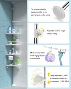 Estante Esquinero de Baño de Acero Inoxidable Blanco Personalizado de 4 Niveles, Organizador Colgante para Ducha - Product Image 3