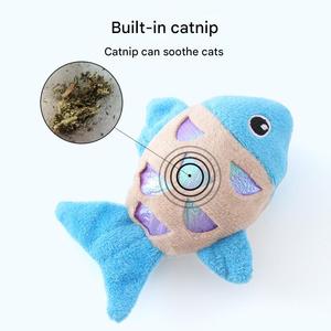 Juguetes para gatos de hierba gatera de peluche ecológica, Material de felpa de algodón PP, juguetes para gatos de peces para gatos de interior - Product Image 3