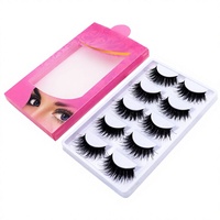 Faux cils complets faits à la main, double couche, épais, noirs, en fibres synthétiques, style dense, tiges rigides, pose en 3 secondes