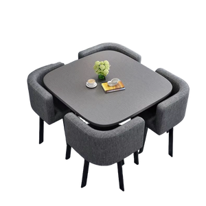 Ensemble de tables <span class=keywords><strong>et</strong></span> de chaises en bois de luxe moderne, meubles de salon, petite table à manger ronde en marbre <span class=keywords><strong>et</strong></span> en bois, ensemble de 4 chaises - Product Image 1