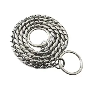 Custom logo metal chain dog show collar cooper snake chain for dog