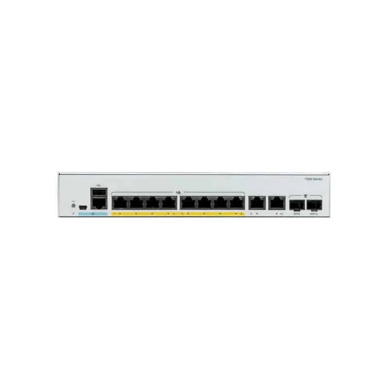 Lapisan 2 kelas perusahaan 8x10 100 1000 Ethernet PoE + port beralih C1000-8P-2G-L