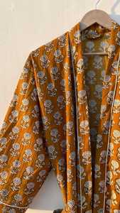 Women's Orange Skull Print Kimono Robe Three Quarter Sleeve Wrap <b>Belted</b> Loose Fit Casual All Seasons Wear - Product Image 5
