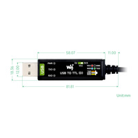 Cable Serial USB a TTL (D) Industrial Waveshare, Chip FT232RNL Original, Apto para Depuración de Puerto Serie de Raspberry Pi 5