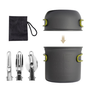 Ensemble de cuisine d'extérieur DS-101 1-2L, portable, ultra-léger, antiadhésif, avec ustensiles et sac de transport - Product Image 4