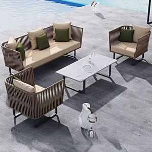 Canapé d'extérieur style nordique, chaise en rotin pour <span class=keywords><strong>jardin</strong></span> et cour, canapé double en rotin pour balcon et extérieur - Product Image 1
