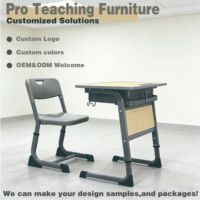Ensemble de bureau et chaise d'école réglables avec panneau frontal en bois, pieds en U, table d'étude avec fente pour stylo, mobilier ergonomique pour étudiants