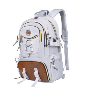 Oxford Cloth <b>Backpack</b> <b>Large</b> Capacity Adjustable Shoulders Travel Hiking School Bag Unisex Solid Color - Product Image 1