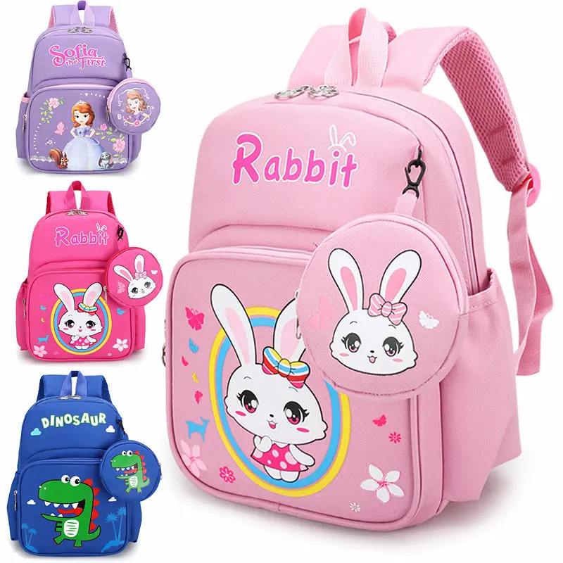 Wholesale print kids kindergarten School Backpack Cartoon Cute Rabbit Children Primary School Bags For Teenage Girls