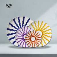 Ensemble d'assiettes en porcelaine bohème tropicale aux couleurs vives - Respectueux de l'environnement, passe au lave-vaisselle et au micro-ondes, idéal pour la décoration de table de mariage