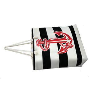 Bolsa de Lona Reutilizable con Estampado de Ancla en Blanco y Negro, con Asa de Cuerda Trenzada, Multiusos para Todos - Product Image 4