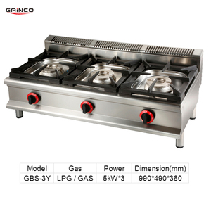 Gainco Commercial Kompor Gas Stove 3 Burner, cuisinire <span class=keywords><strong>Gaz</strong></span>, estufa industrial portátil de 3 quemadores para acampar - Product Image 2