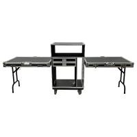 Flight case OEM 10U sur roulettes avec 2 tiroirs 2U pour consoles X32C et amplificateurs 2 DJ Tables, avec poignées externes et 4 loquets de sécurité