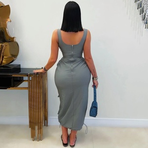 Conjunto Elegante de 2 Piezas para Primavera, Top sin Mangas con Chaleco y Falda Larga con Bolsillos, Poliéster, Uso Diario Informal, Superventas - Product Image 3