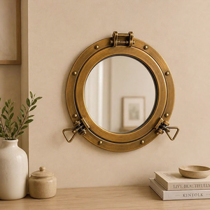 Vintage Nautical <b>Porthole</b> <b>Mirror</b> Antique Brass Finish Wall <b>Mirror</b> for Home Office Bathroom Living Room Coastal Marine Decor - Product Image 3
