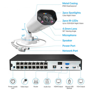 Système de caméra IP 5MP 4K 16CH <span class=keywords><strong>NVR</strong></span> POE, caméra IP66 étanche, suivi automatique, système d'alarme audio, H.265 avec stockage sur disque dur - Product Image 6