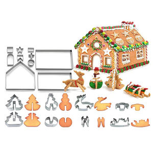 クリスマスシリーズクリスマスツリー雪だるまエルクステンレス钢クッキーカッターセット - Product Image 1