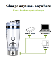 Électrique USB En Acier Inoxydable 20 Oz Bouteille de Secoueur de Protéine Avec Le Stockage De Poudre