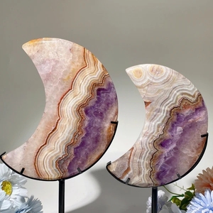 Vente en gros de cristaux naturels d'améthyste et d'agate, cristaux de lune polis et sculptés, artisanat en pierres précieuses pour décorations d'Halloween - Product Image 2
