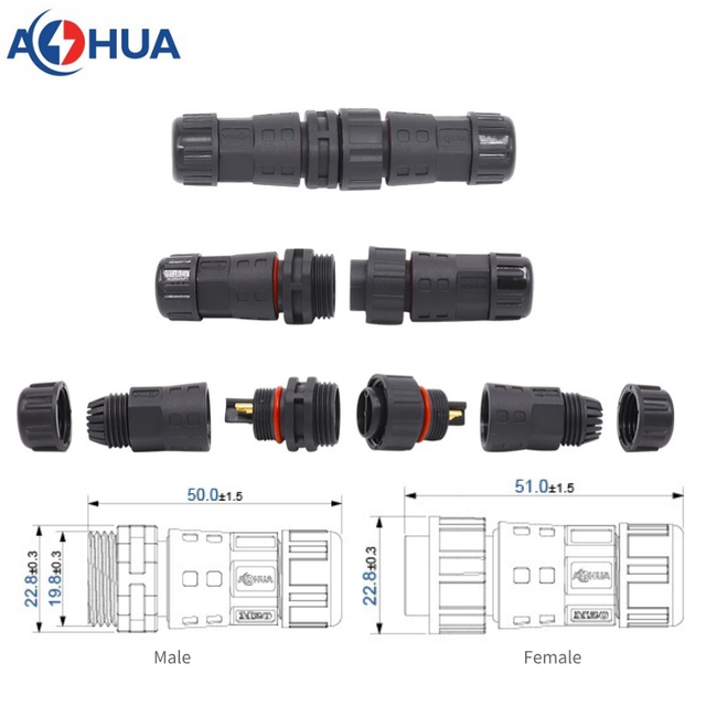 AOHUA M20 Assembly Male Female High-grade Materials Resist UV Waterproof 2-3PIN Cable Connector