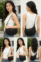 Sac à bandoulière en nylon personnalisé avec fermeture éclair et doublure, sac de lune mini dumpling à sangle unique pour femme, idéal pour l'été